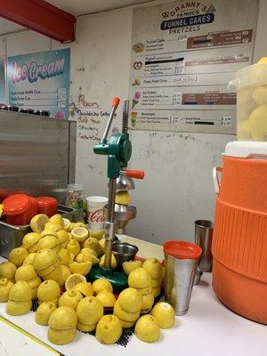 Menu and mess on the counter