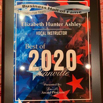 2020 Beat Vocal Instructor  Hall of Fame - Danville 2018-2019-2020