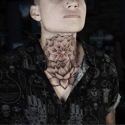 Neck mandala by our artist Jon Laflore! To book an appointment with Laflore shoot a text! 845-238-4010 @jonlaflore