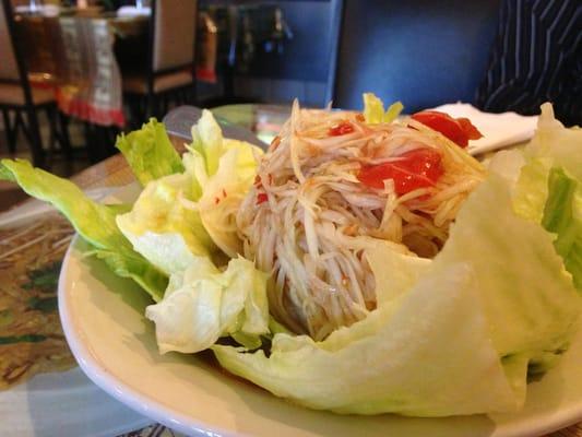 The papaya salad is well worth the cost. Large and super delicious.