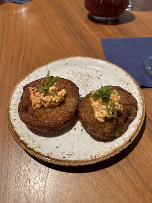 Fried green tomatoes with pimento cheese