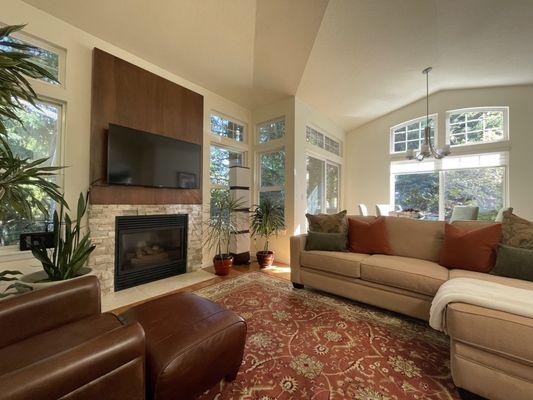 Rug over bamboo floors look great.