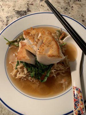 Homemade Pho with seared Miso Glazed Cod