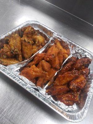 Wings, Tennessee whiskey, hot and bbq