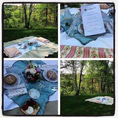 A secret romantic anniversary picnic with floral arrangement by The Modest Florist.