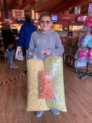 That over 200 cups of flavored popcorn!! Garlic Parmesan, dill pickle and spicy Hot!