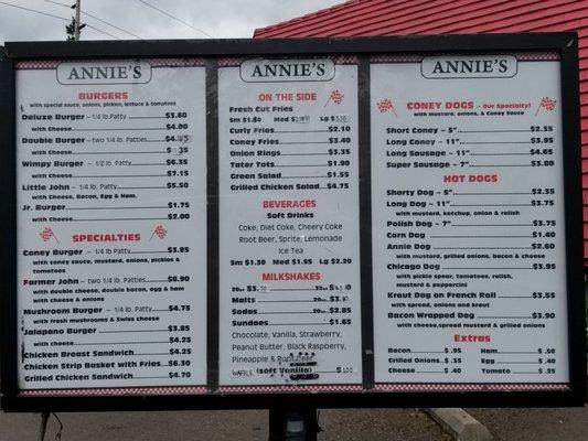 Annie's Menu