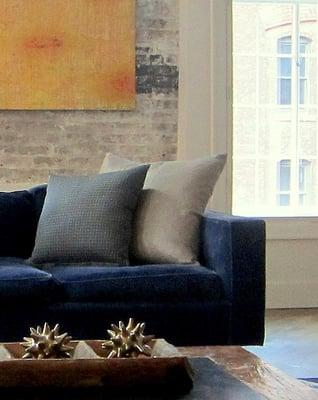 SOHO LOFT DESIGN DETAIL AND CUSTOM PILLOWS