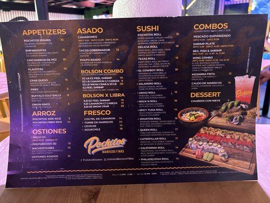 Full food menu.