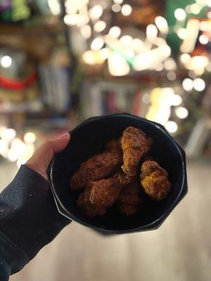 Buffalo wings, fresh out of the air fryer