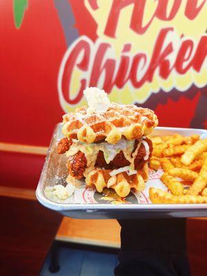 chicken waffle sandwich!