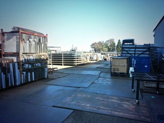 A view out the entrance of the building at the yard