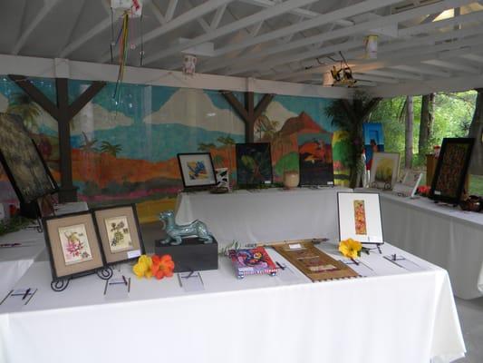 Silent auction art on display at our 2014 Passport to the Arts: Artscursion to Gauguin's Tahiti event.