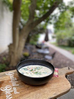 Creamy chicken pumpkin gnocchi soup