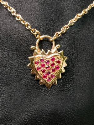 14k Gold Ruby Heart Pendant by Michael Regan