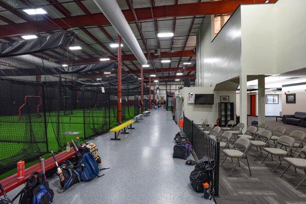 Indoor baseball and softball hitting and pitching tunnels available for rental