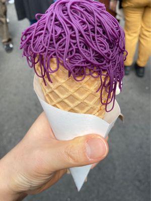 Purple parfait on a cone!!