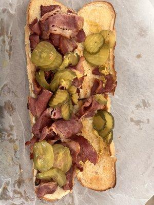 Pastrami sandwich with cheese