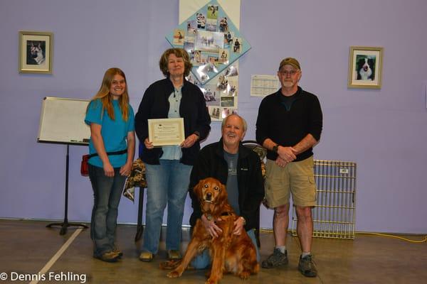 This is Maggie graduating from our basic manners class.  Thank you Paul, Rose and Maggie for the great review.