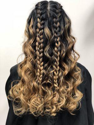 Braids and curls for homecoming