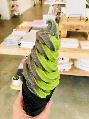 Soft Serve Swirl (Matcha & Black Sesame)