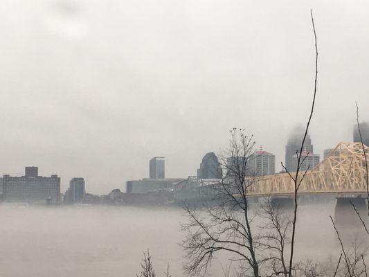 Foggy Louisville scene