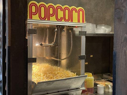 Movie theater popcorn...free while you wait for your meal