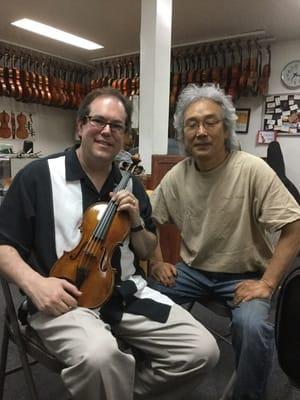 Beautiful polish job on his violin.