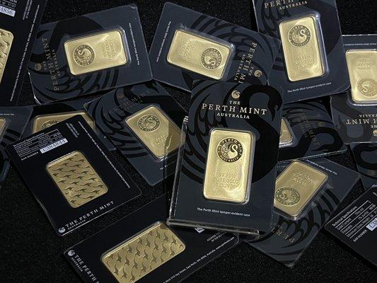 .9999 1oz Gold Bars by Perth Mint Australia.