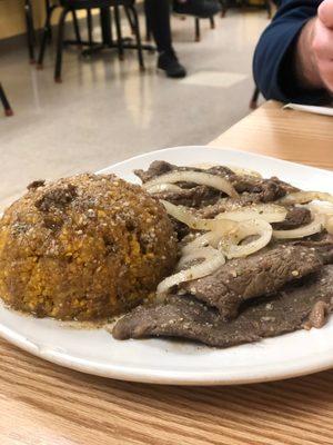 Mofongo con bistec