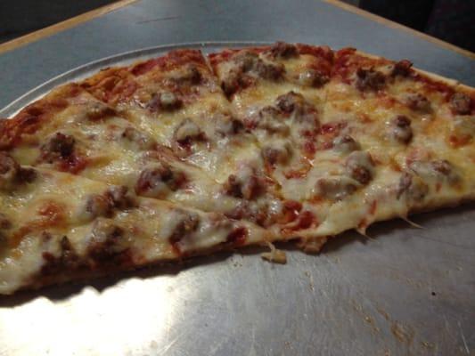 Sausage and cheese pizza. Simple but great