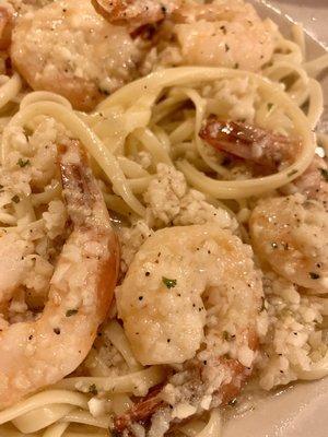 Shrimp scampi that they dumped a boatload of garlic on. It should've been on my hubby's pizza not mine.