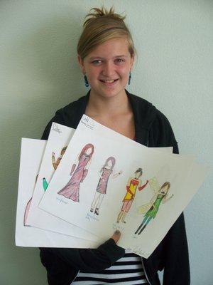 Illustrations from Fashion Design class.  Students learn how to draw the human body and design their line of clothing.