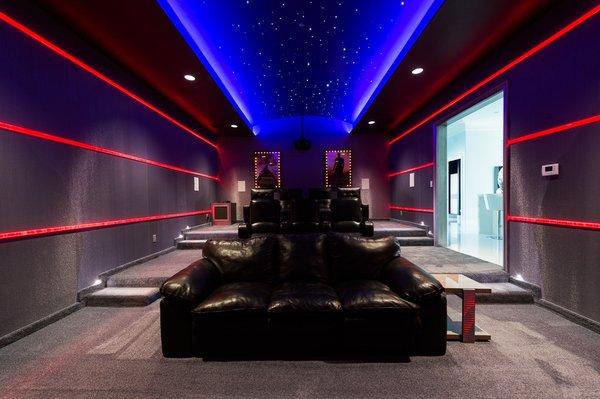 Home theatre done by Crown Audio Video Inc