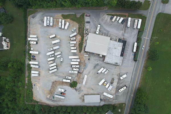 Aerial view of the shop.