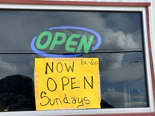 Open Sundays!