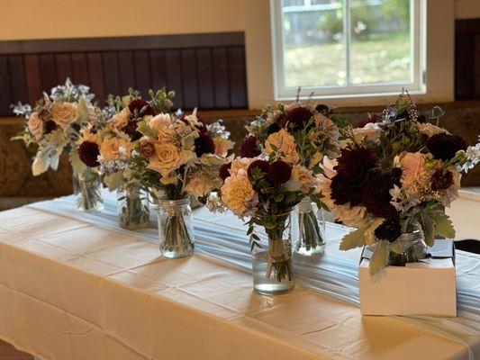 Bridesmaids and bridal bouquets