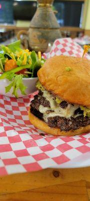 Muenster Smash burger with guacamole