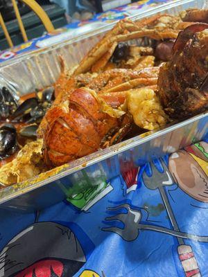 Seafood boil with lobster tails