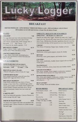 Breakfast menu