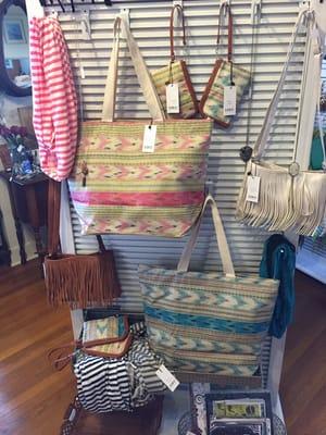 Beach totes nice lined only $14 and fun fringed cross body bags $15.