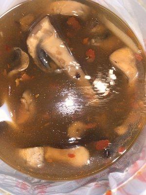 Hot and sour soup. If you don't like mushrooms, I do not recommend.