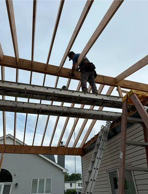 Framing Garage Overhang. Outdoor LIving