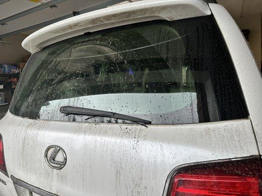 Drove straight home from the car wash and this is how the back of my car looks. Waste of time and money.