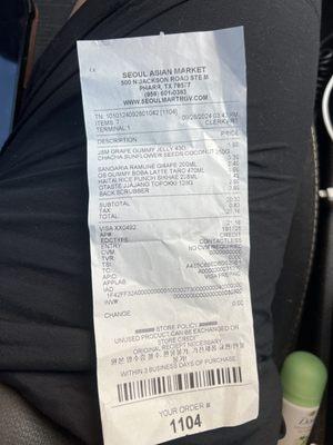 Receipt of charge for a cheap body scrubber