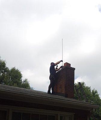 Justin cleaning from the top