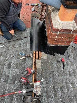 Proper flashing around the chimneys prevents leaks from occurring.

Call Randy for an estimate for a new asphalt roof at 443-807-3093.