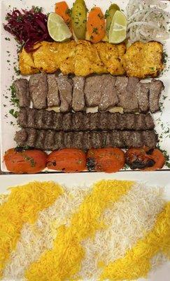 Combination Platter with Basmati Rice with Saffron