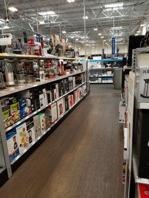 Small appliances. Aisles are clean and wide!