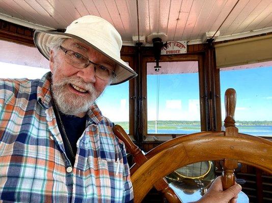 On the bridge of the SS City of Milwaukee, wearing my SK Cruiser.